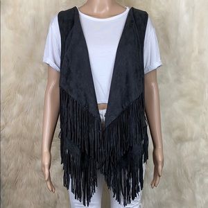 Blu Pepper Open Front Fringe Vest